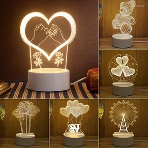 Veilleuses Romantique Amour USB3D Éclairage En Forme De Coeur Lampe De Table De Bureau Salon Chambre Décoration Pour La Saint Valentin Femme Cadeau