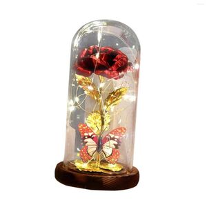 Nachtlichten Rose bloem ornamenten bedlamp creatieve vlinder LED -licht voor jubileum woonkamer boekenplank tafel home decor