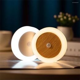 Veilleuses ronde LED capteur de mouvement placard lumière USB Recharge garde-robe marche/arrêt automatique sous l'armoire cuisine chambre éclairage