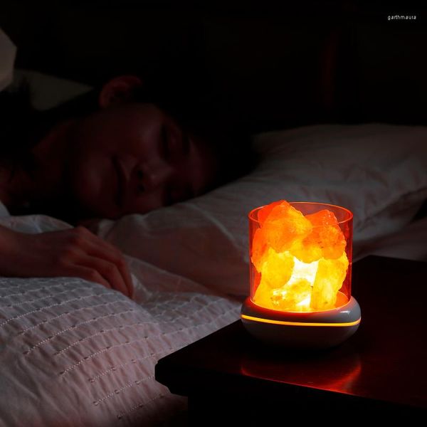 Luces nocturnas Lámpara de sal Diseño creativo Personalizar Lámparas de decoración de escritorio Carga USB Ion negativo Mejorar la calidad del aire