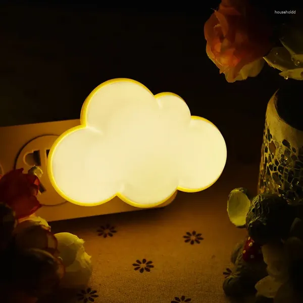 Luces nocturnas con Sensor de Control, luz LED de nube para niños oscuros, lámpara de noche para dormitorio, enchufe europeo/estadounidense, decoración para dormir de bebé y vacaciones