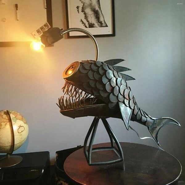 Veilleuses requins lumière Style rustique poisson Statue éclairage lampe de bureau gelée unique décoration de la maison lampes