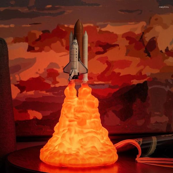 Lumières nocturnes navette droite petite taille 2023 lampe d'espace et lesmpes de lune dans la lumière par 3D Print for Lovers Rocket