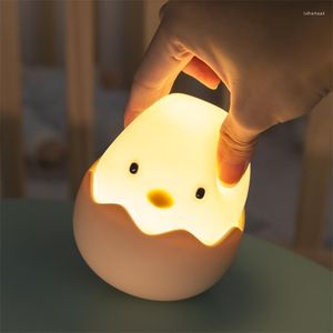 Nachtlichter Silikon Huhn Eierschale LED-Licht USB wiederaufladbar Touch dimmbare Lampe Schreibtisch für Schlafzimmer Kinderzimmer Dekor Geschenk