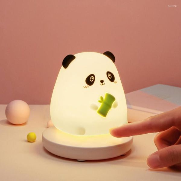 Veilleuses Silicone Panda lumière LED USB Rechargeable tactile Dimmable lampe mignon dessin animé bureau pour Kis chambre décor cadeau