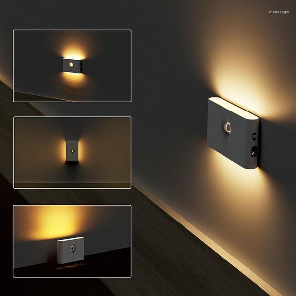 Veilleuses Smart Linkage Motion Sensor Light Rechargeable Sans Fil Magnétique LED Induction Lampe Mur Maison Chambre Cuisine Escalier