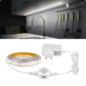 Luces nocturnas con Sensor de movimiento PIR inteligente, tira de lámpara LED de 12V, cinta adhesiva para el hogar, escalera, armario, cocina, armario, Luminaria de 110V y 220V