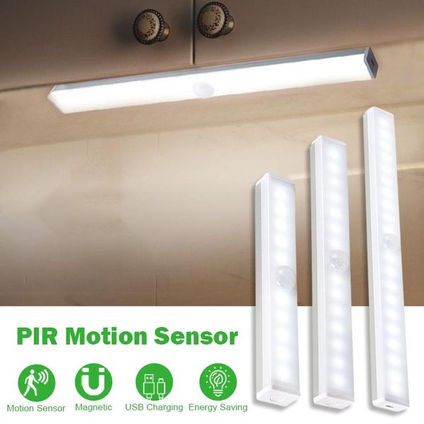 Luces nocturnas Sensor de movimiento PIR inteligente Lámparas inalámbricas Decoración de dormitorio Detector de luz Lámpara decorativa de pared Armario KitchenNight