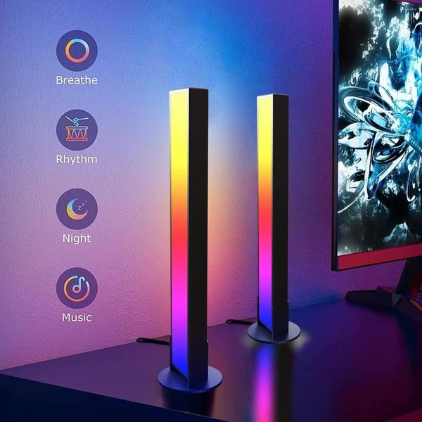 Veilleuses intelligentes RGB LED, barre lumineuse, contrôle du son, lampe de rythme musical avec Modes, barres de couleur Bluetooth pour décoration de bureau