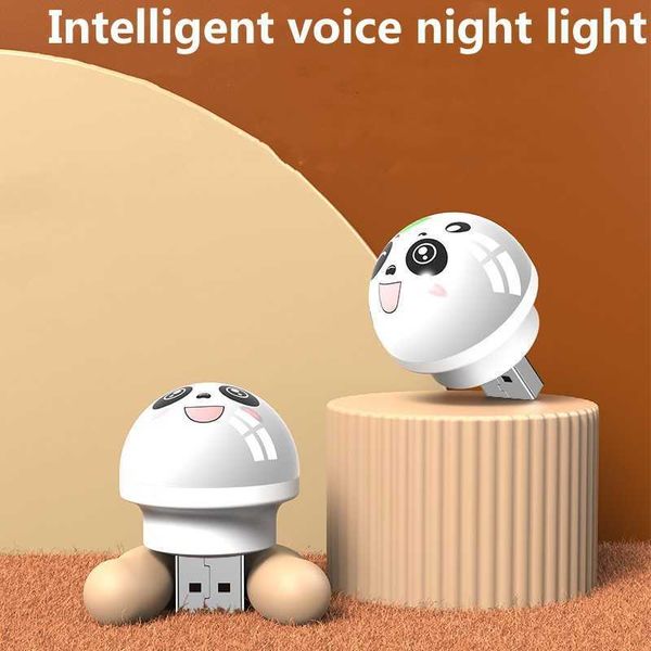 Luces nocturnas Voz inteligente Luz nocturna Escritorio Dormitorio Controlado por voz Luz de voz LED Mini USB Luz pequeña Lámpara de enchufe USB Mini noche P230331