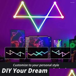 Nachtverlichting Smart Wandlamp Lijnen 16M Kleur Muziek Sync Afstandsbediening App Dimbaar Wifi Bars Kit Voor Gaming Room Home Decor Drop D Dhibf