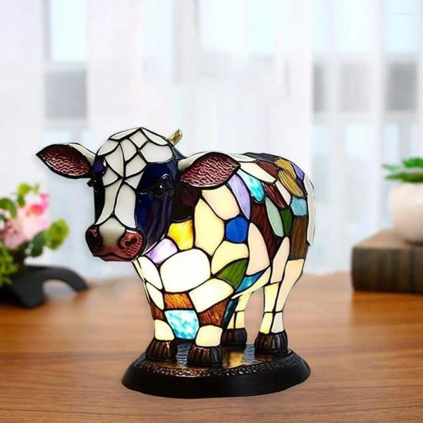 Lumières nocturnes LAMPE SOUPE LAMPE DÉCORAGE LETUILLE COLORFURE Table de vache USB opérée pour la chambre de bureau résine