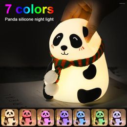 Nachtlichten Solar Led Light Panda W/7 Kleur Tabel 1200mAh USB Oplaadbare Siliconen Lamp Touch Control