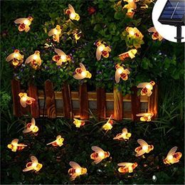 Luces nocturnas alimentadas por energía Solar linda miel abeja Led cadena luz de hadas decoración al aire libre impermeable inductivo Guirlande Lumineuse A