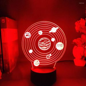 Nachtlichten Solar System 3D Visual Nightlight 7 Color Changing Universe Cool Birthday Gift Lamp For Kids Child Present Slaapkamer Decor