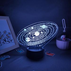 Système solaire des lumières nocturnes Neuf planètes Univers de la lampe de lave 3D Cade d'anniversaire RVB LED pour les amis décor de table de chambre à coucher 243