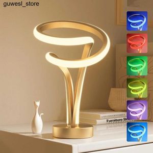 Nachtlichten Spiral Desk Lamp Touch Geregeld Dimable Led Night Light Uniek gouden bedlamp Valentines Day Gift S240513