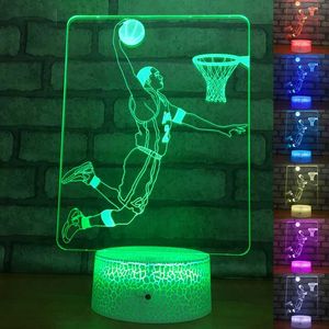 Veilleuses Sport Série Lampe De Chevet Pour Enfants Cadeaux Bébé Dormir Éclairage 3D Joueur De Basket Lampe De Table Led Veilleuses Danseurs