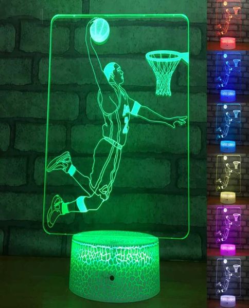 Luces nocturnas Serie deportiva Luz de noche para niños Regalos Iluminación para dormir para bebés Jugador de baloncesto 3D Lámpara de mesa Luces nocturnas LED Dan8563707