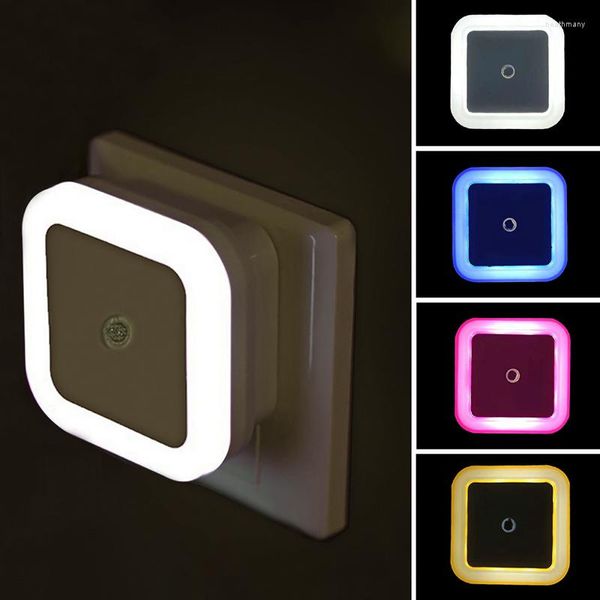 Luces nocturnas LED cuadradas, Mini Sensor de Control de luz, enchufe europeo y estadounidense, lámpara de luz nocturna para niños, dormitorio, escaleras, iluminación del hogar