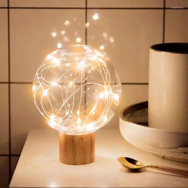 Veilleuses étoile lumière lune USB charge chambre chevet boule journal chambre d'enfants Led bois Base cadeau de vacances