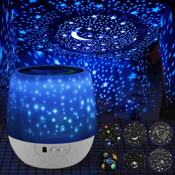 Luces nocturnas Star Sky Dream Lámpara de proyección Estrellada Novedad Juguete luminoso USB Romántico LED Luna Galaxy Luz nocturna Niños creativos Cumpleaños P230331