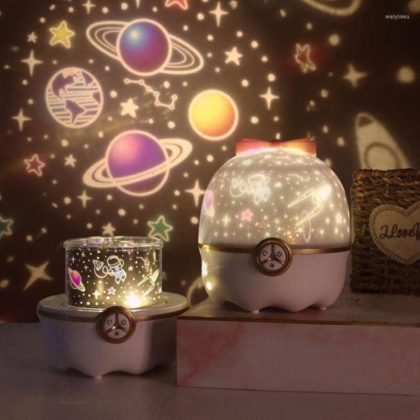 Luces nocturnas cielo estrellado océano proyector luz 8 rotar proyecciones lámpara de música USB niños cumpleaños regalo de Navidad dormitorio decoración del hogar