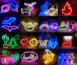 Styles de lumières de nuit LED signe de lumière au néon pour chambre d'enfants enfants chambre fête décoration de mariage lampe d'art mural cadeau de noëlNight Light3796375