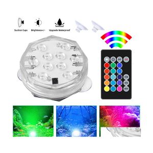 Nachtlichten Dubbele kaarslicht 10 LED's afstandsbediening RGB Floral Vase Base Waterdichte LED -lichten voor bruiloft Verjaardagsfeestje D OTV0L