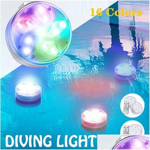 Veilleuses submersibles IP68 étanche lampe de piscine LED télécommande avec ventouse douche magnétique baignoire lumière aquarium étang S Dhcen