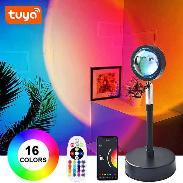 Luci notturne Lampada da tramonto Proiettore 16 colori Bluetooth RGB Usb Led Luce notturna Tuya Smart APP Telecomando Decorazione camera da letto Fotografia P230331