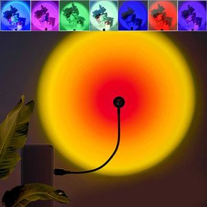 Nachtverlichting Zonsondergang Lamp USB LED LICHT NACHT LAMP VOOR KINDEREN Maan Lamp Room Verlichting Neon Licht Projector Nachtlicht voor slaapkamer Home Decor P230331