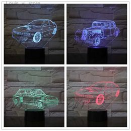 Luces de noche Super Car Lámpara de mesa 7 colores que cambian la lámpara de escritorio Lámpara 3D Luces de noche Luz LED Envío de gota Amigos Niños Regalo de cumpleaños YQ231204