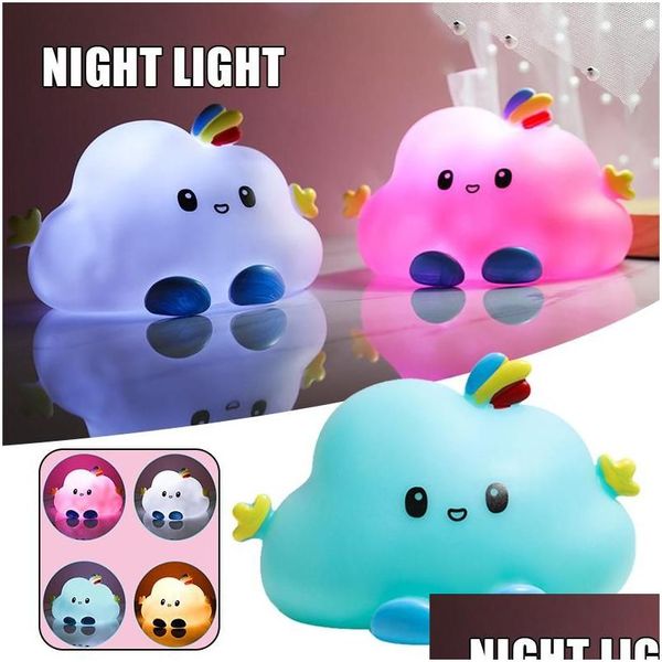 Veilleuses Super Mignon Nuage LED Lumière Créative Lampe De Chevet Personnalisé Ornement De Bureau Pour La Maison Salon Chambre Drop Delive Otak1