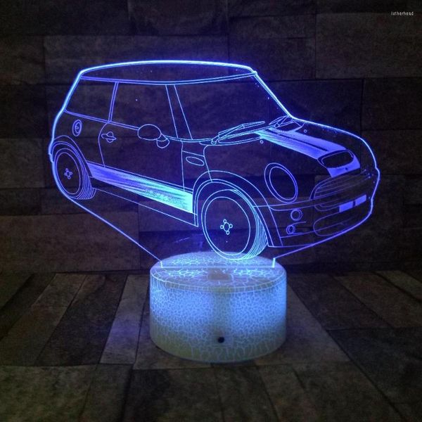 Veilleuses souper voiture 3D lampe 7 couleurs changeantes Illusion nouveauté Led enfants cadeau Table maison café Bar décor