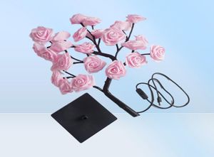 Veilleuses lampe de table fleur arbre rose lampes fée bureau USB exploité cadeaux pour mariage saint valentin décoration de noël 6628568