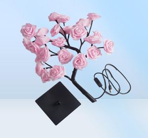 Nachtverlichting Tafellamp Bloem Boom Roos Lampen Fee Bureau USB-bediende Geschenken Voor Bruiloft Valentijn Kerstversiering6531950