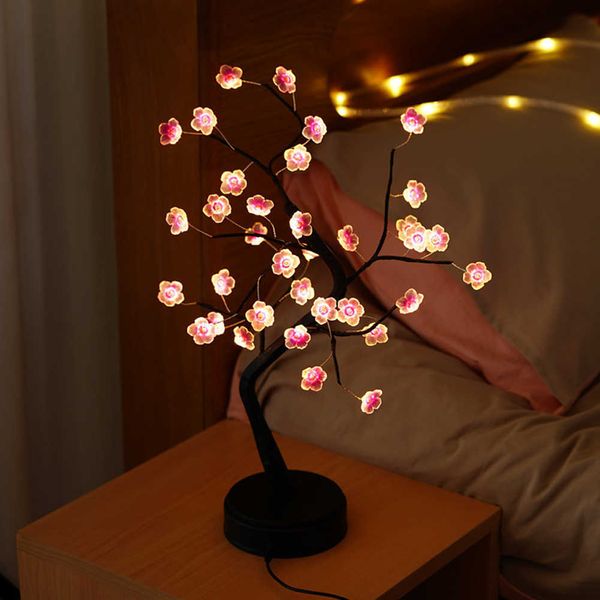 Veilleuses De Table Bonsaï Lampe Arbre Lampe DIY Lumière Artificielle Arbre Lumière Tactile Commutateur Batterie USB Exploité LED Veilleuse Chambre Décor P230331