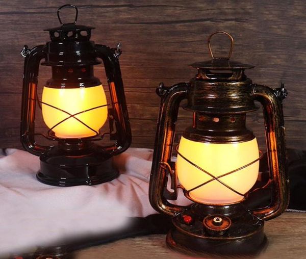 Luces nocturnas Thrisdar Iron Vintage Kerosene Table Table Light Creative Bar Cafe Restuarante Pub Gazebo Efecto deiñamos de la llama L8654349