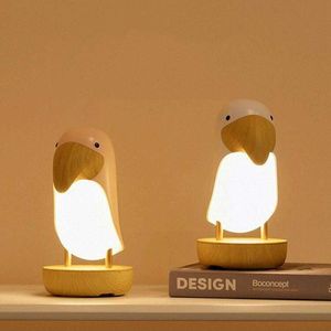 Veilleuses Toucan Oiseau Led Veilleuse Usb Rechargeable Chambre Luminaria Dimmable Haut-Parleur Maison Éclairage De Table Bluetooth Lampe E9l6 P230331