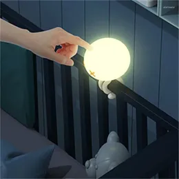 Nachtlichten raak gehoorzame kwal siliconen dimable USB type c oplaadbare lampen voor kinderen babyvriend cartoon schattig