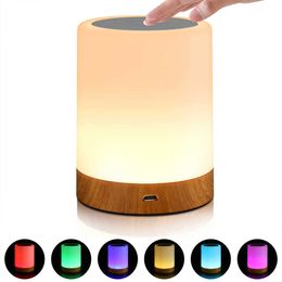 Nachtlichten Touch Sensor LED Night Light Coloful USB Oplaadbare baby borstvoeding Bedside tafellamp Dimmable Room Office Decor Kids Gifts P230331