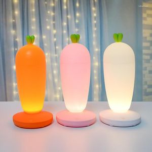 Luces nocturnas, lámpara de mesa táctil, luz Led regulable, zanahoria, recargable por USB para bebés, niños, regalo, mesita de noche, dormitorio, sala de estar, iluminación