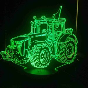 Nachtverlichting Tractor Kom Auto met 7 kleuren Licht voor huisdecoratie Lamp Verbazingwekkende visualisatie Optische 3D LED-nachtlampje Dynamisch Dropship YQ231204