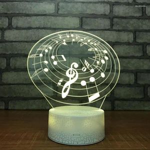 Luces nocturnas fuente comercial nota lámpara 3d novedad emisor de luz Led productos creativos regalo luz nocturna Usb luz para habitación de niños