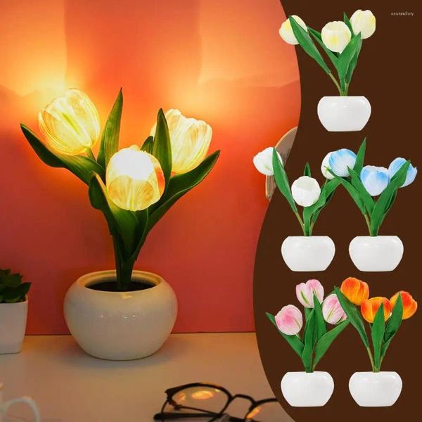 Lumières de nuit Table de la lampe de tulipes Ornements légers LED LED pour la maison Décoration de bureau du salon
