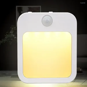 Nachtverlichting TxxCvv Bewegingssensor LED EU Plug Dimbare Kast Licht Voor Baby Nachtkastje Slaapkamer Gang Lamp Home Verlichting