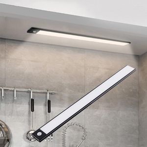 Nachtlichten Ultra dun LED -licht onder kastbeweging Sensor Kast Keuken Slaapkamer Garderobe verlichting