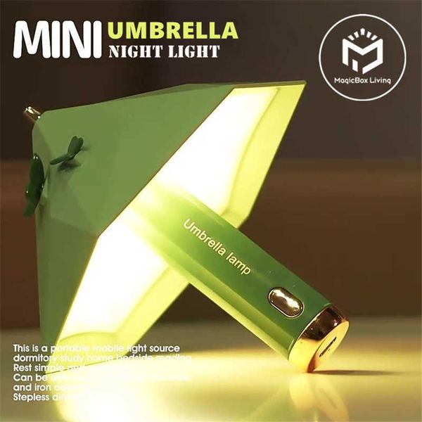 Veilleuses Parapluie Mini Veilleuse Usb Rechargeable Étude Lecture Livre Lumière Portable Lampe De Poche Veilleuse Autocollant Magnétique Lampe De Bureau P230331