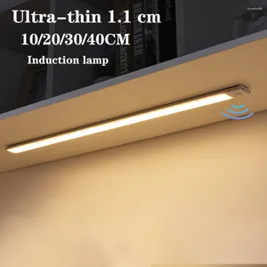 Luces nocturnas para debajo del gabinete, lámpara portátil ultradelgada inalámbrica con Sensor de movimiento LED recargable por USB para armario, habitación y pasillo